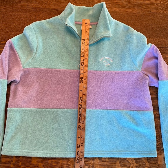 sweater in turquoise and pink polar fabric - Picture 4 of 8